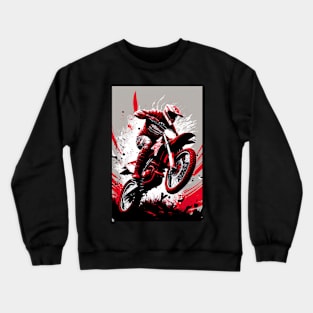 Dirt Bike With Red and Black Paint Splash Design Crewneck Sweatshirt